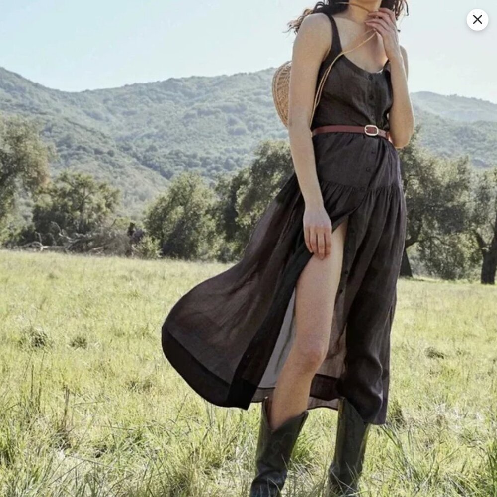 NWOT Doen Avalon Maxi Tank Dress in Black, Size Large